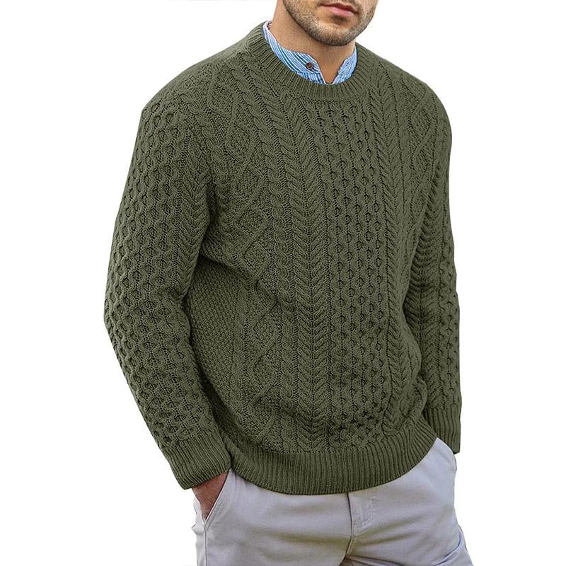 Mens Casual Round Neck Pullover Cable Knit Sweater 46216161M