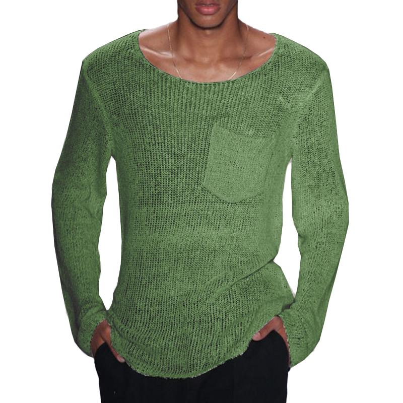 Mens Casual Thin Long Sleeve Pocket Knitted Sweater 82174528M