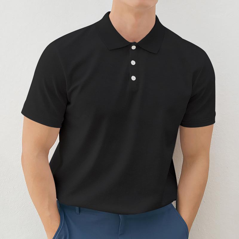 Mens Solid Lapel Buttons Short Sleeve Polo Shirt 05578388Z