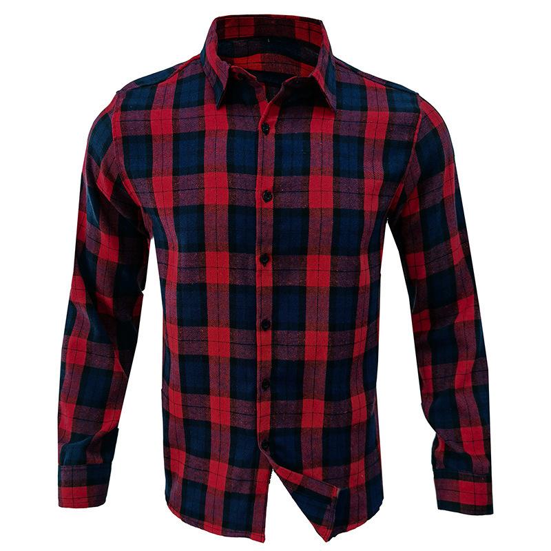 Mens Flannel Plaid Long Sleeve Shirt 26185028X