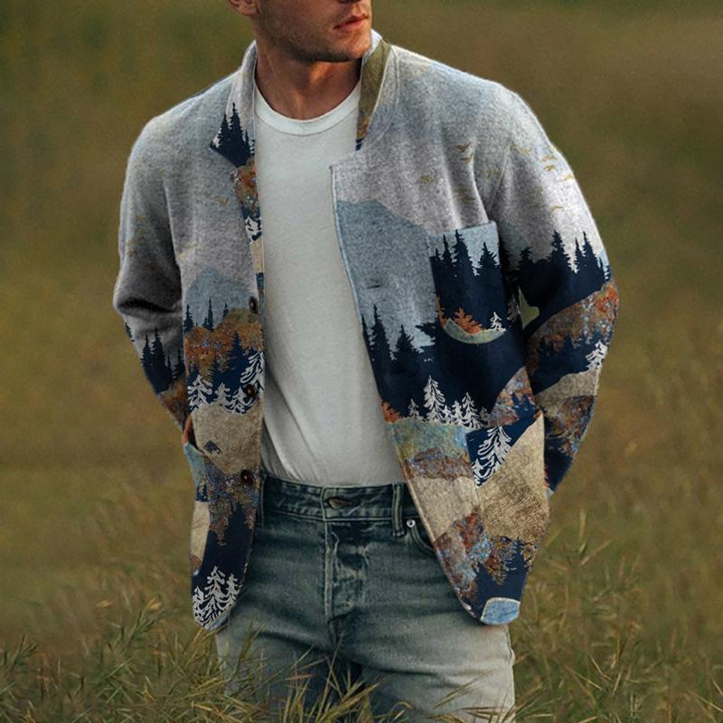 Mens Printed Single Breasted Lapel Jacket 56251178X