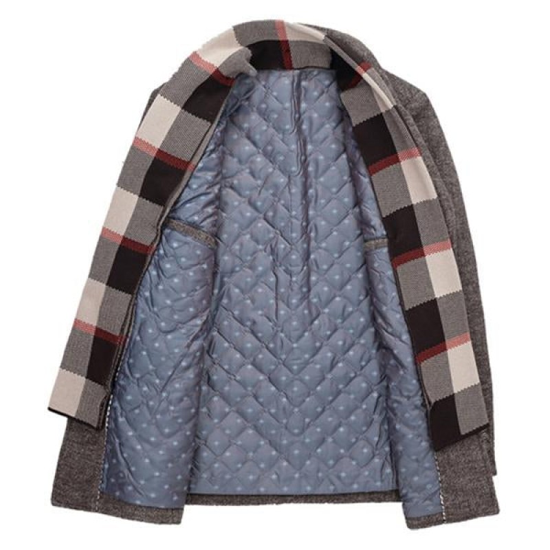 Mens Lapel Padded Scarf Woolen Coat 28461535M