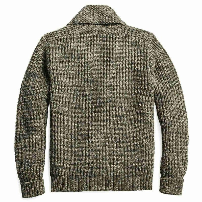 Mens Knit Sweater Lapel Patch Pocket Cardigan Jacket 86459771X