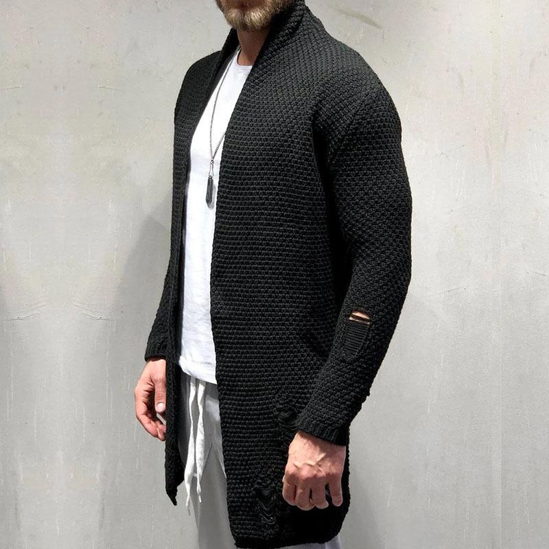 Mens Casual Ripped Long Knit Cardigan 68275311M