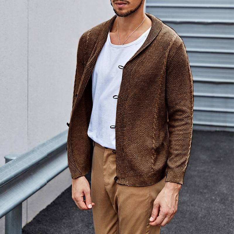 Mens V Neck Slim Solid Knit Cardigan 46049256Z