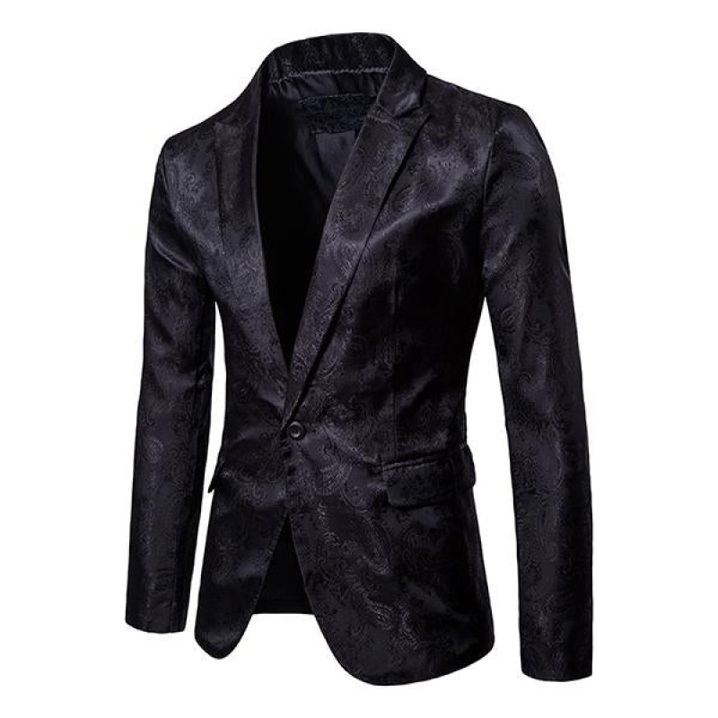 Mens Court Jacquard One Button Fitted Blazer 77902686M