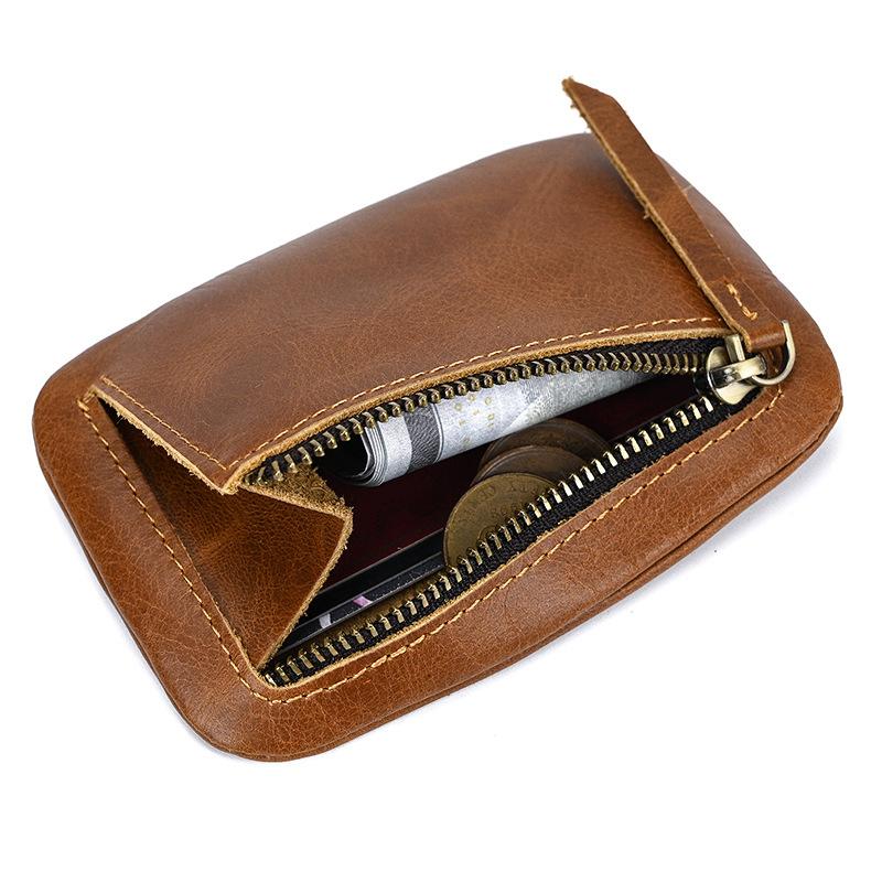 Mens Vintage Leather Zipper Coin Purse 76562554Y