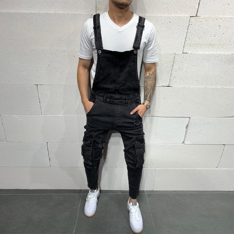 Mens Vintage Denim Multi-Pocket Overalls 59618880Y
