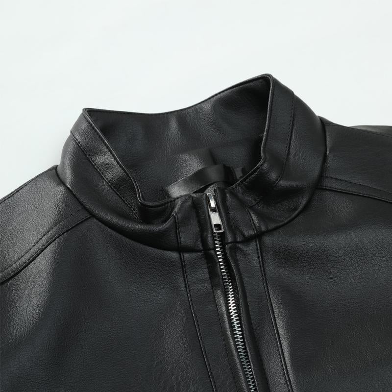 Mens Vintage Long Sleeve Leather Jacket 55335942Y
