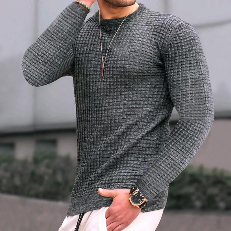 Mens Casual Round Neck Slim Long Sleeve Pullover Knitwear 99012097M