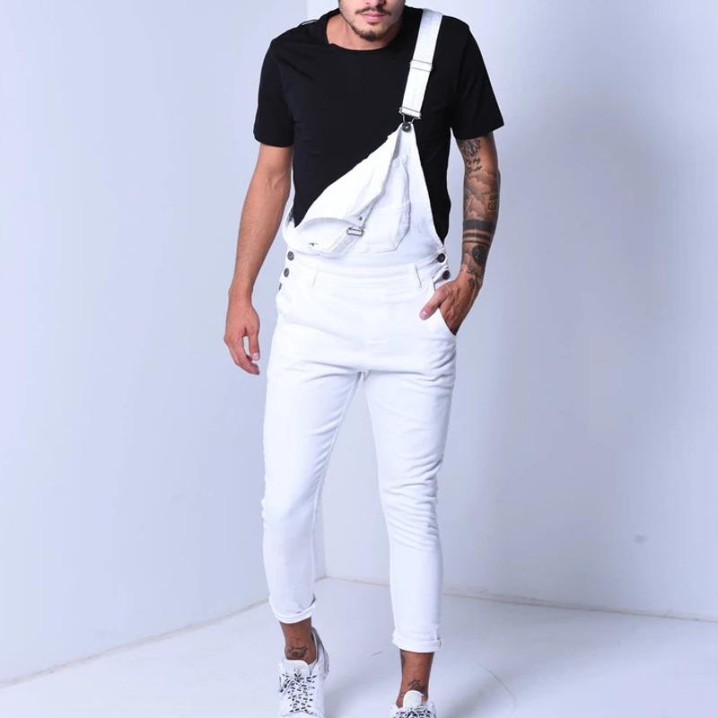 Mens Casual Solid Color Denim Slim Fit Jumpsuit 36963092M