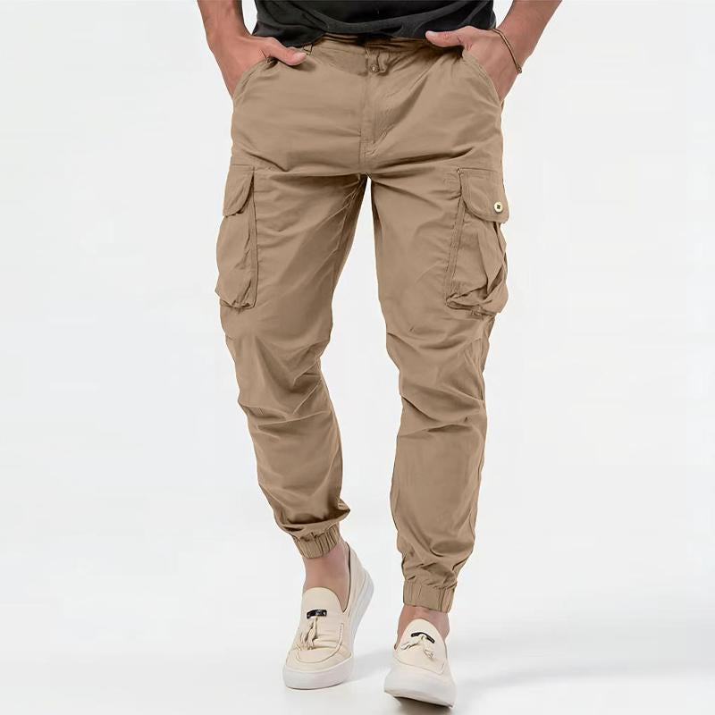 Mens Solid Color Three-Dimensional Pocket Cargo Pants 10815009Y