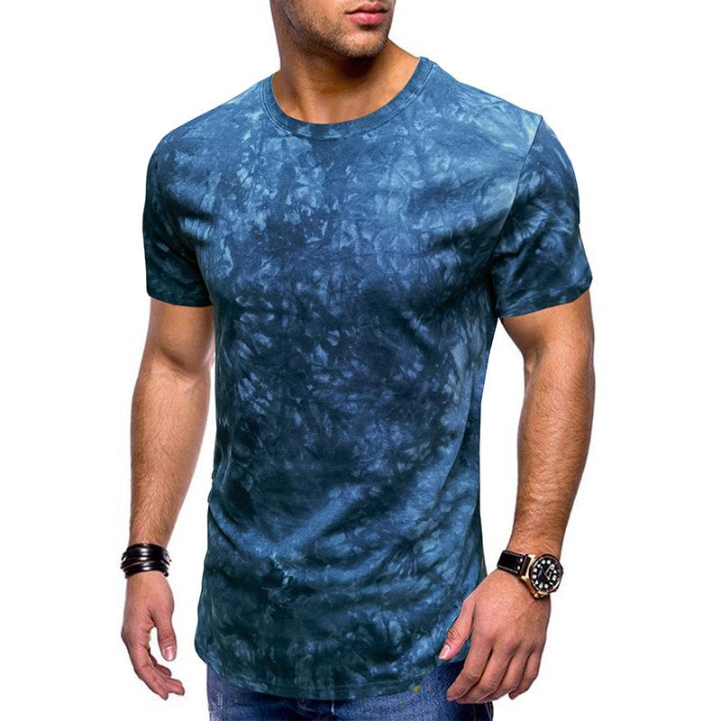 Mens Casual Tie Dye Round Neck Short Sleeved T-shirt 40970629M