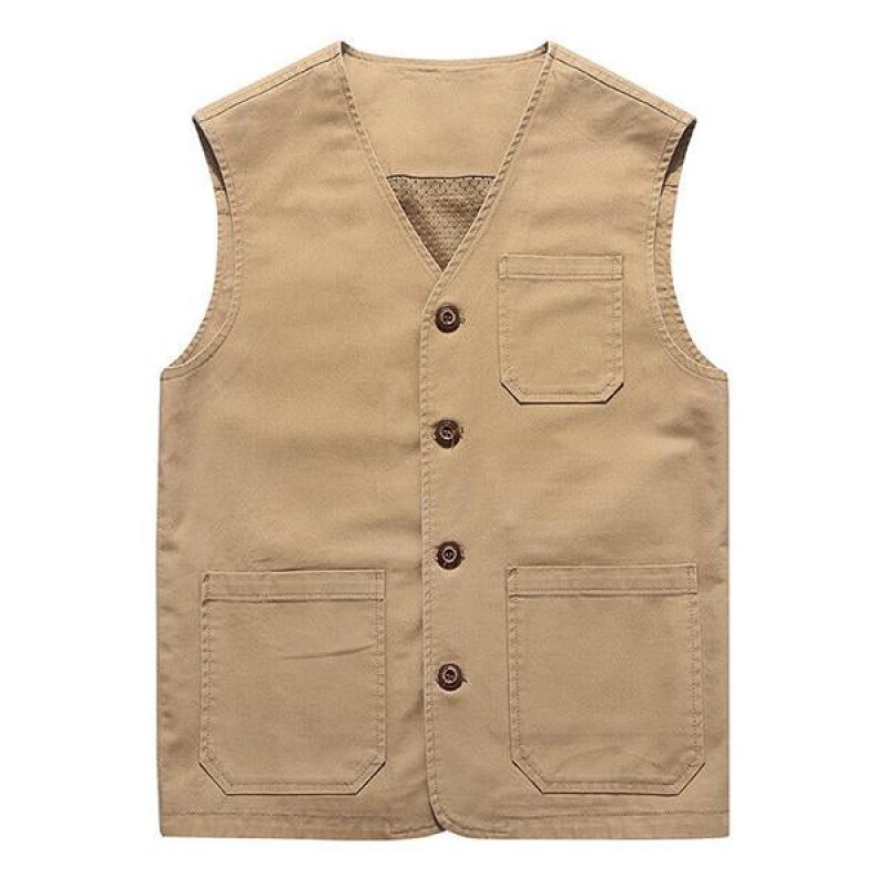 Mens Casual Solid Color V-Neck Thin Vest 21460241M