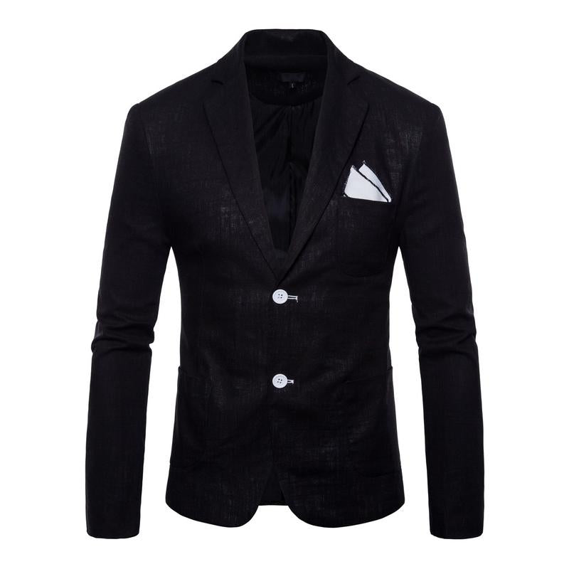 Mens Solid Color Cotton Linen Lapel Thin Blazer 28251847Y