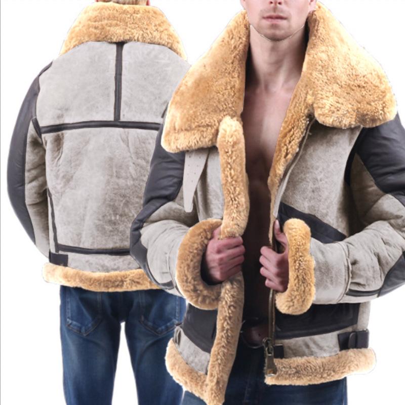Mens Retro Stitching Lapel Coat 10610139X