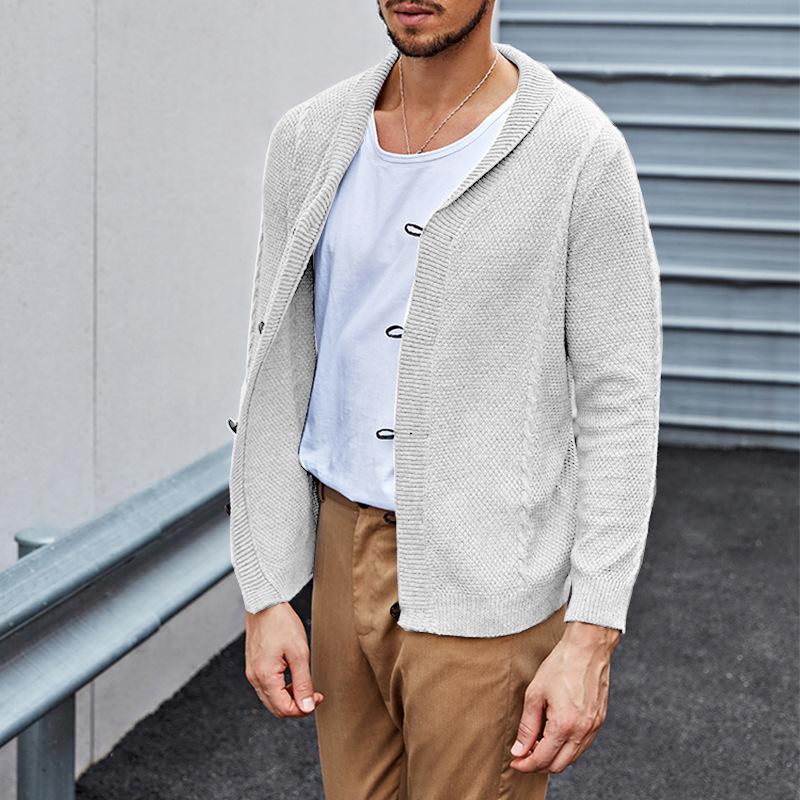 Mens V Neck Slim Solid Knit Cardigan 46049256Z
