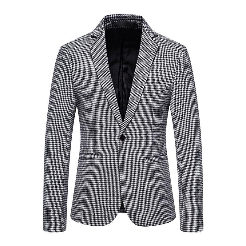 Mens Casual Plaid Lapel Blazer 44845915M