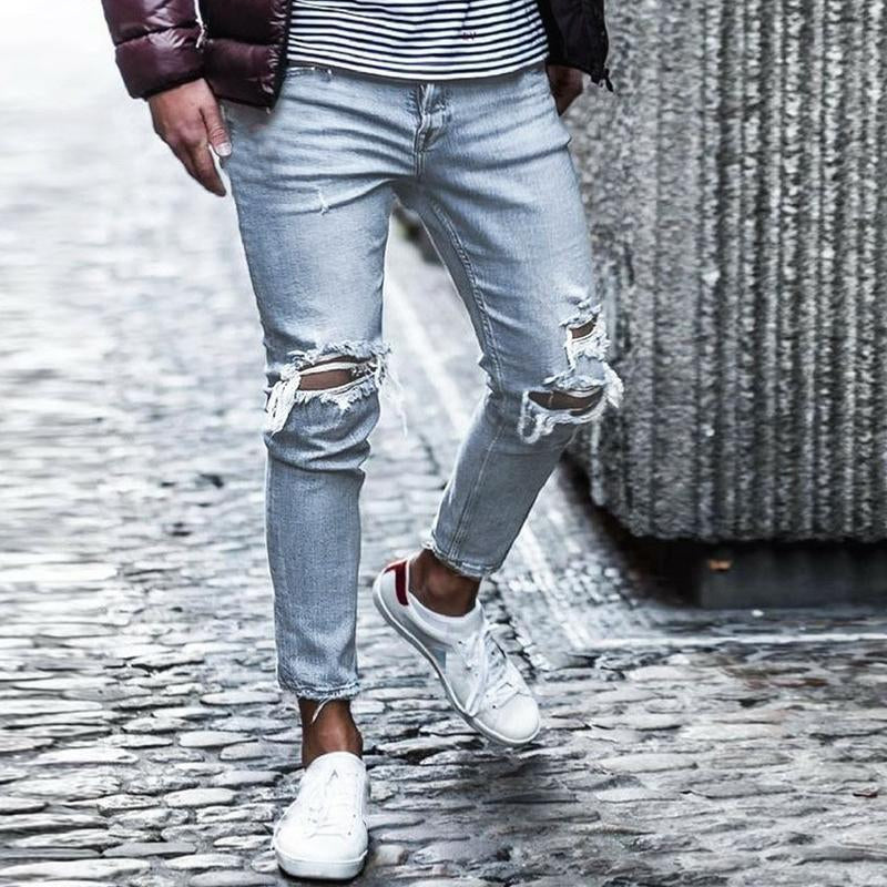 Mens Fashion Casual Ripped Jeans 32462649Y