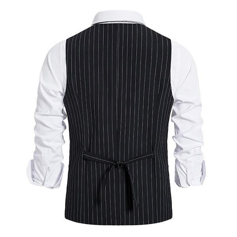 Mens Single-breasted Striped Suit Vest 57502558M