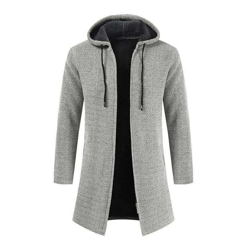 Mens Mid-length Hooded Knitted Cardigan Jacket 91084677X