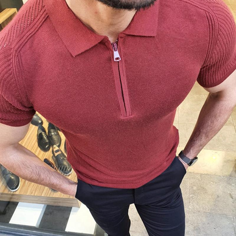 Mens Slim Lapel Short Sleeve POLO Shirt 02428640X