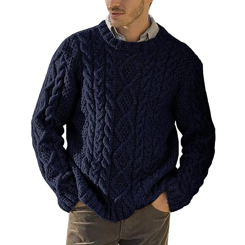 Mens Round Neck Long Sleeve Pullover Sweater 64925544M