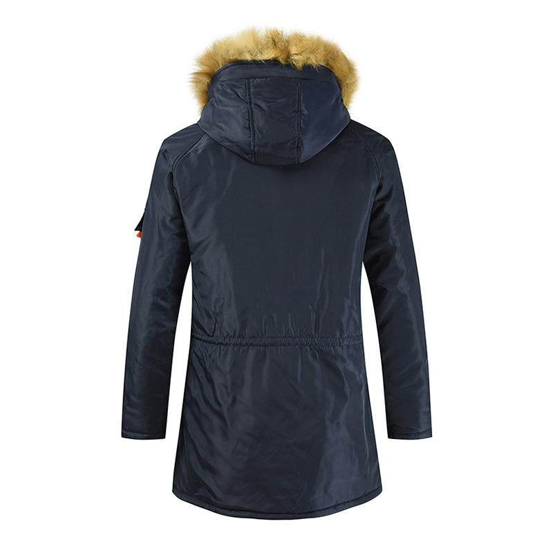 Mens Casual LooseThick Mid-Length Hooded Coat 04600714M