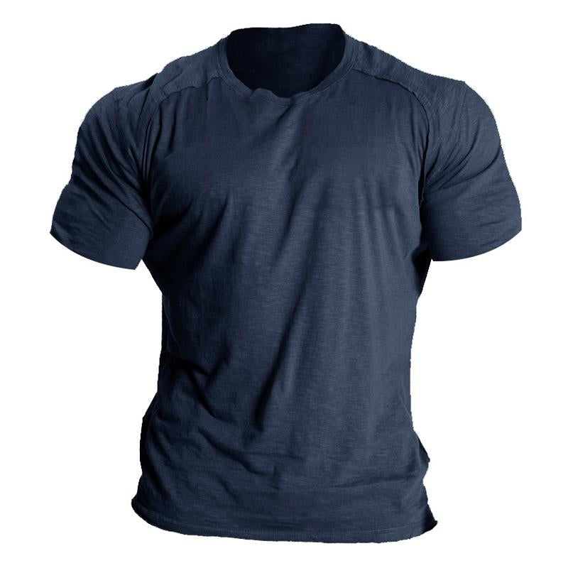 Mens Casual Solid Color Muscle Raglan Short Sleeve T-Shirt 50173874Y