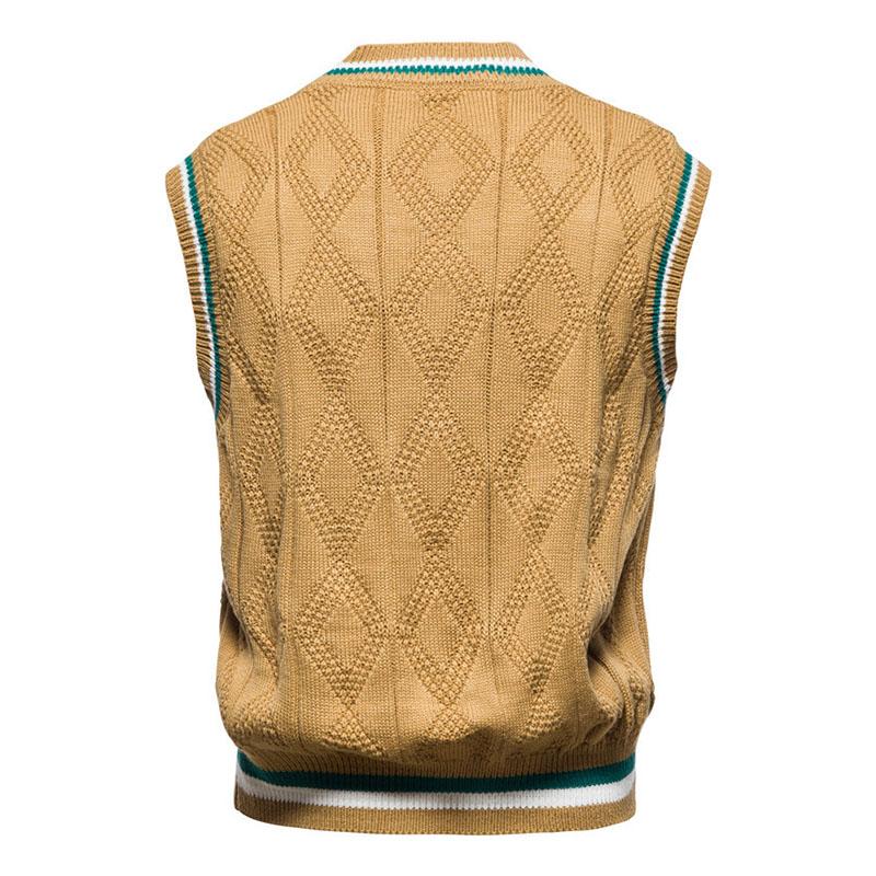 Mens Casual V-Neck Contrast Knit Vest 05194262M