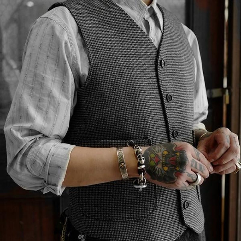 Mens Classic Vintage Tweed Vest 24297997M