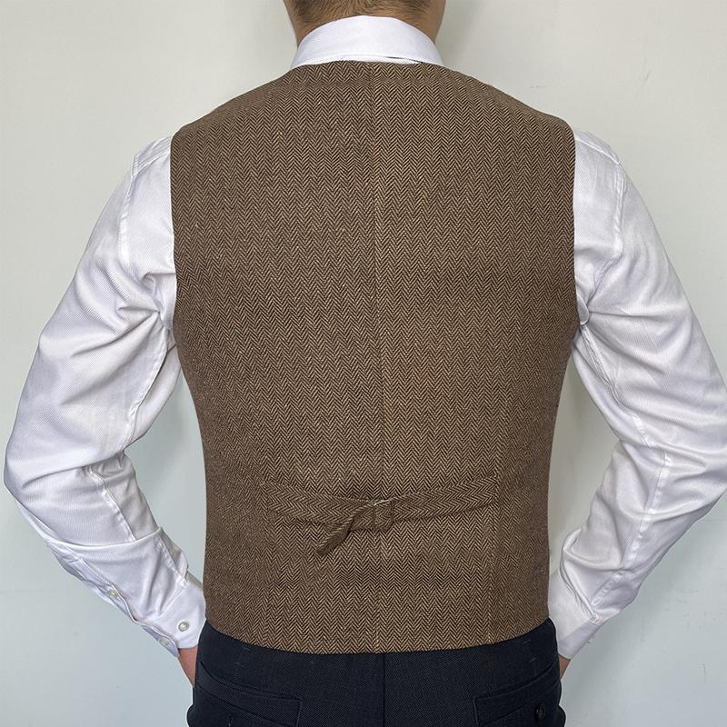 Mens Herringbone Pattern V-neck Suit Groom and Best Man Vest 26434573X