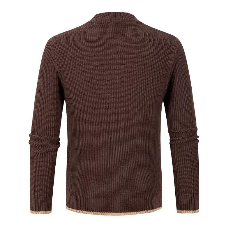 Mens Round Neck Loose Color Block Pullover Sweater 45623213X