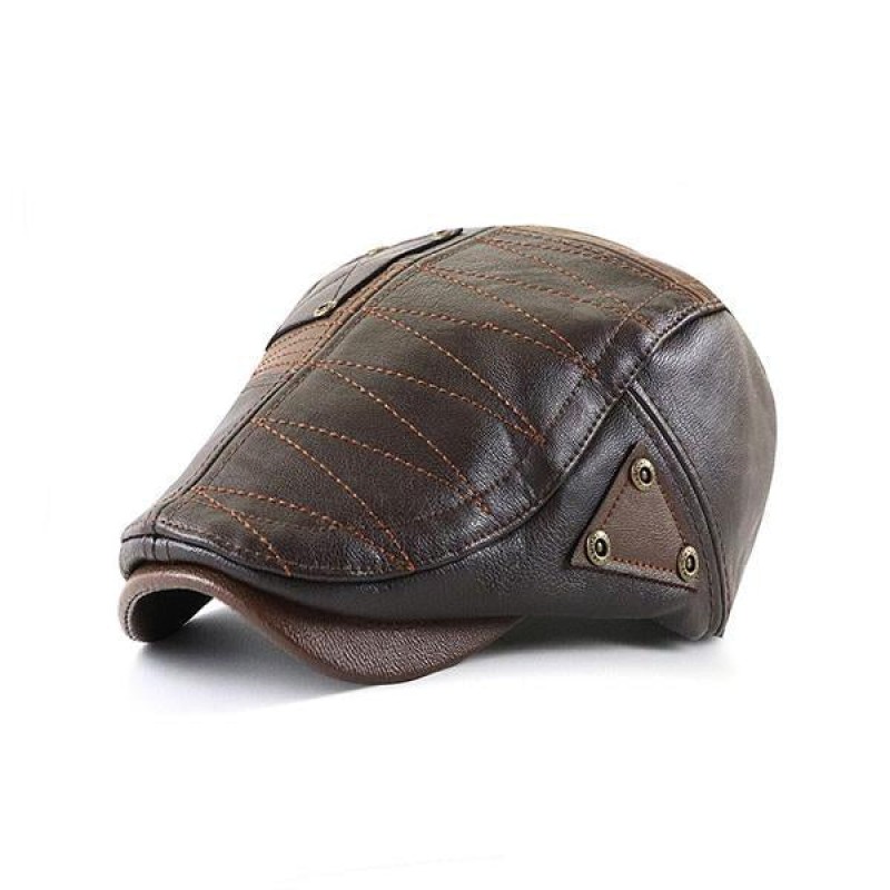 MENS PATCHWORK LEATHER HAT