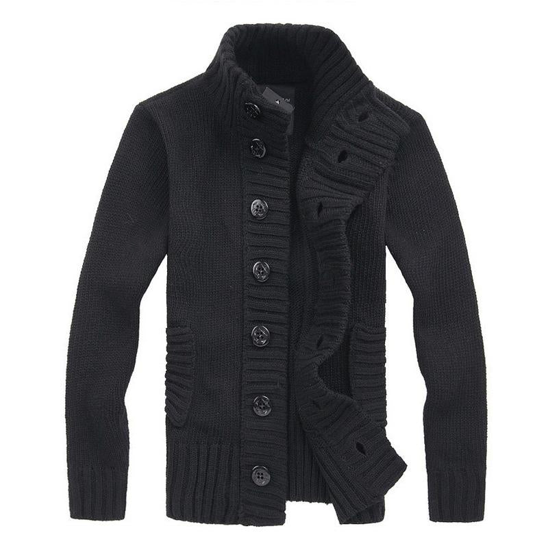 Mens Pirate Button Stand Collar Thick Knit Jacket 64218803X