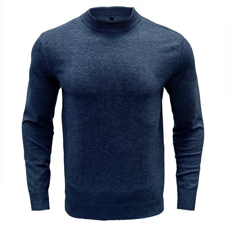 Mens Solid Round Neck Casual Sweater 27207117Z