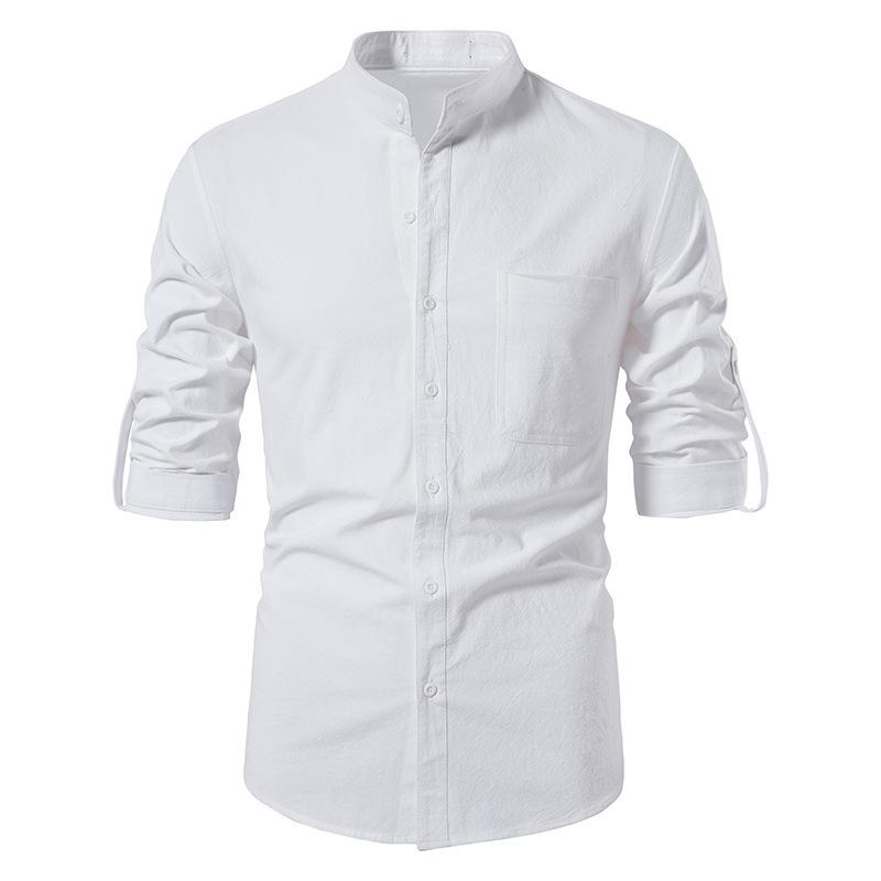 Mens Long Sleeve Linen Button Shirt 93656158X