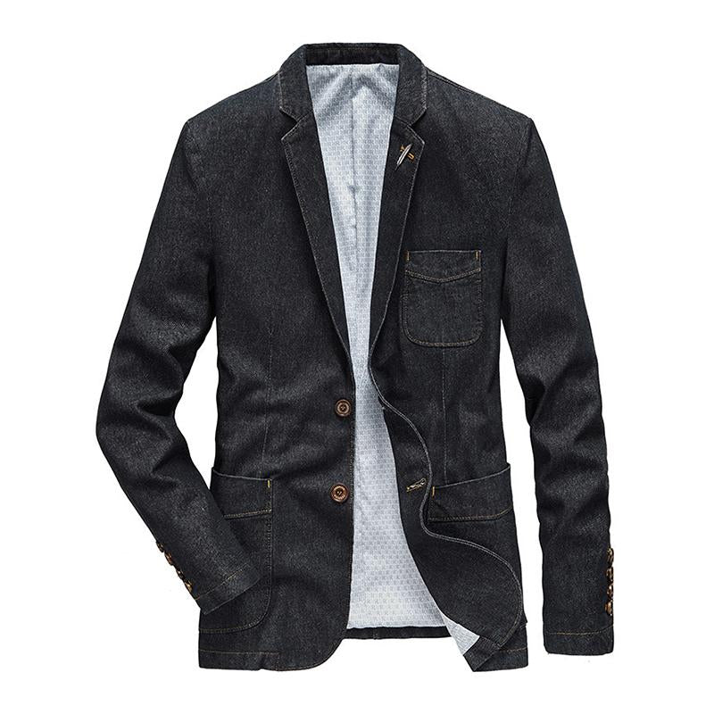 Mens Casual Thin Fit Lapel Denim Blazer 67211149M
