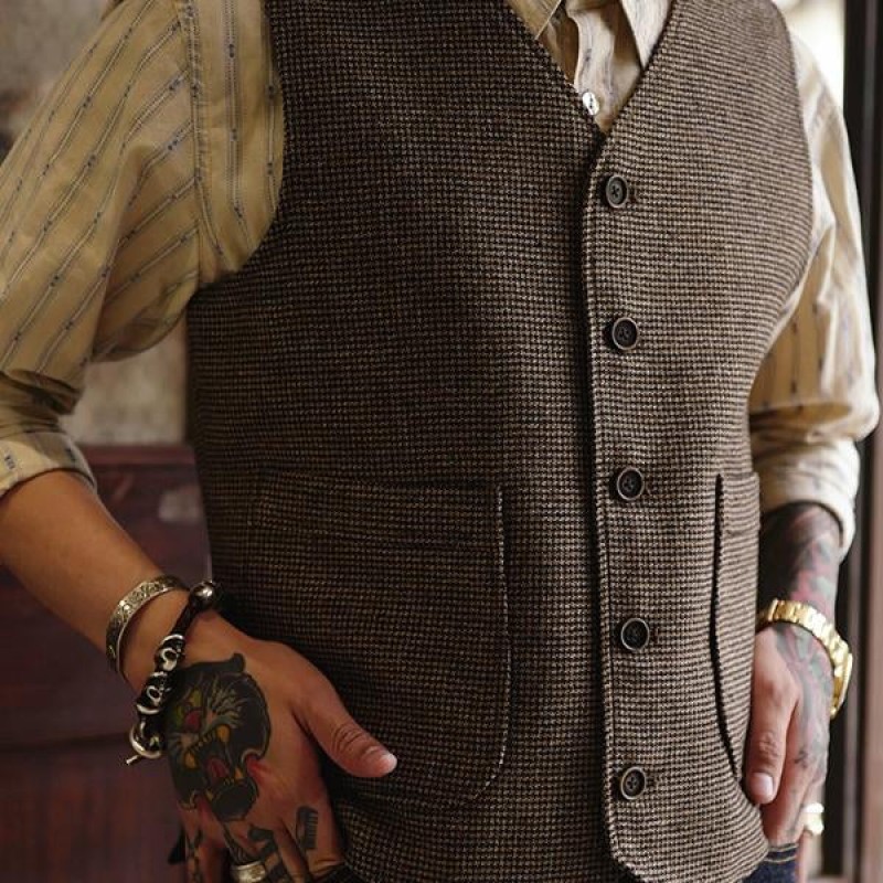 Mens Classic Vintage Tweed Vest 24297997M
