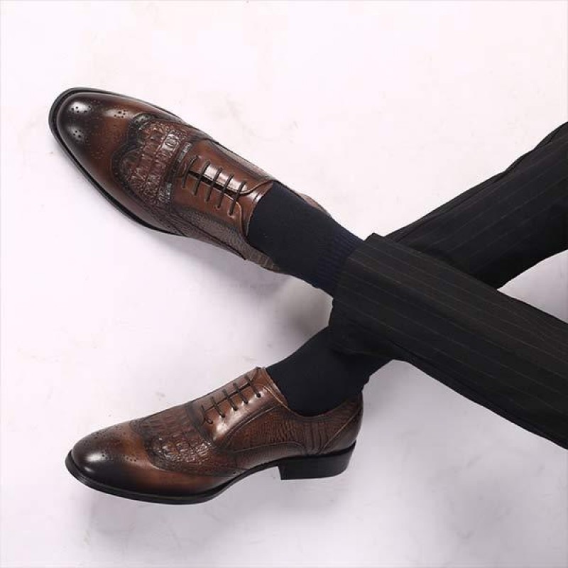 MENS BROGUE OXFORD CROCODILE LEATHER SHOES 83905243C