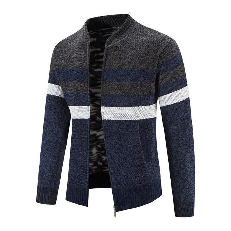 Mens Casual Contrast Stripe Knit Cardigan 29415659M