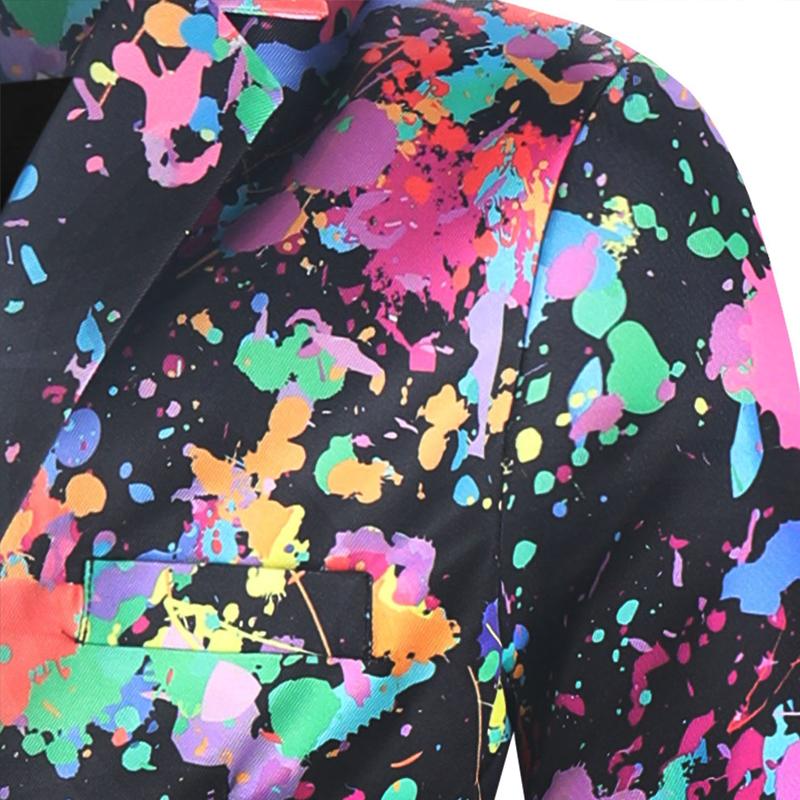 Mens Casual Printed Lapel Long Sleeve Blazer 61091495Y