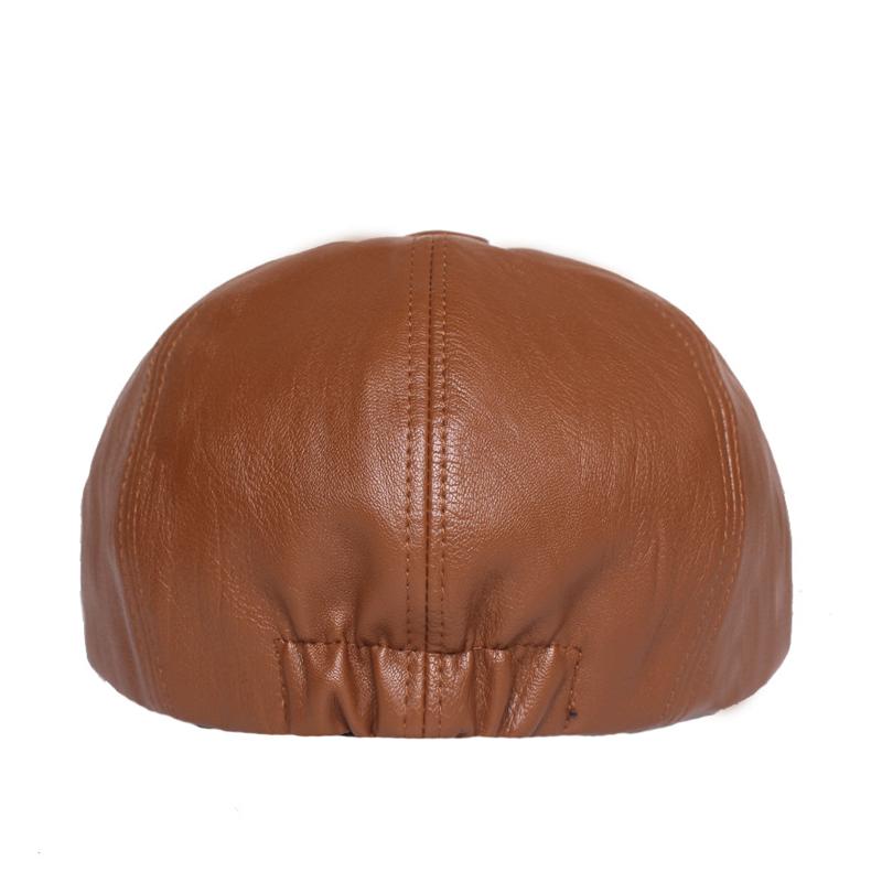 Mens Retro Solid Color PU Beret 81139955X