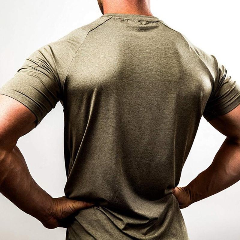 Mens Solid Color Quick-drying Breathable Training High-elasticity T-shirt 52586914X