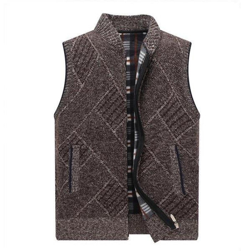 Mens Fleece Thick Sweater Stand Collar Vest 40742234X