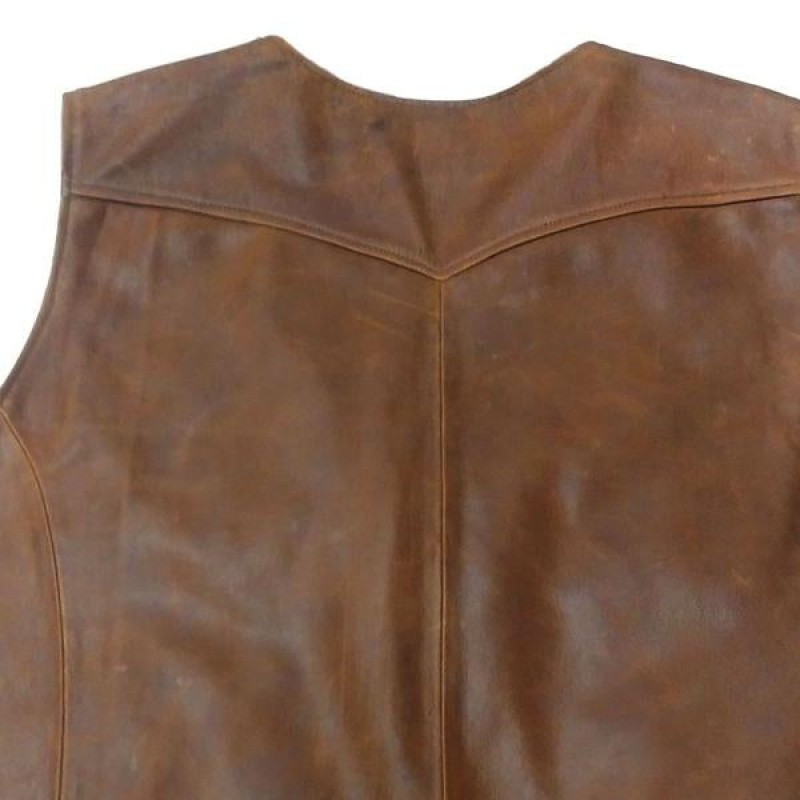 Mens Vintage V-Neck Leather Vest