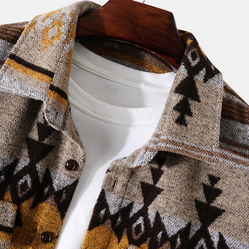 Mens Lapel Long Sleeve Printed Jacket 84041334X
