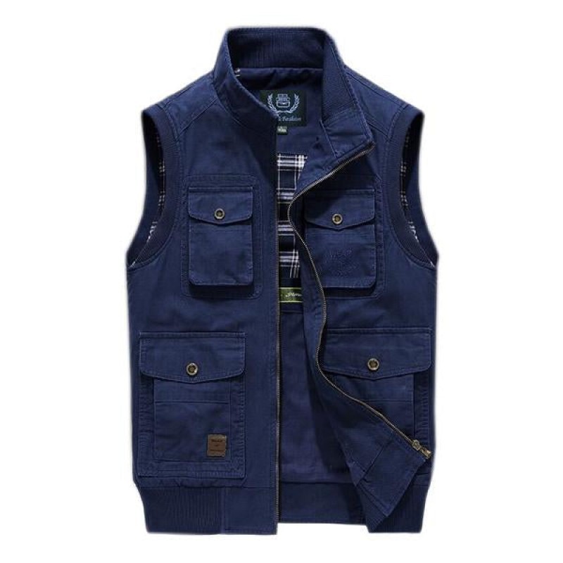 Mens Multi Pocket Stand Collar Vest 08652782X