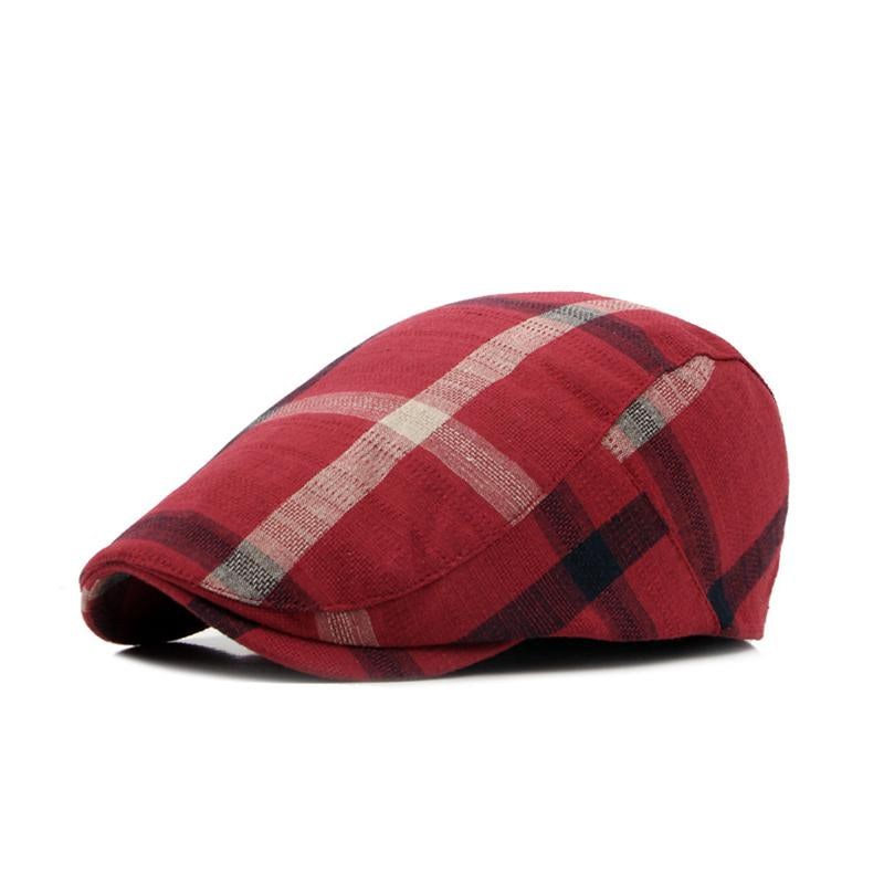 Mens British Style Classic Vintage Plaid Thin Hat 36841786X