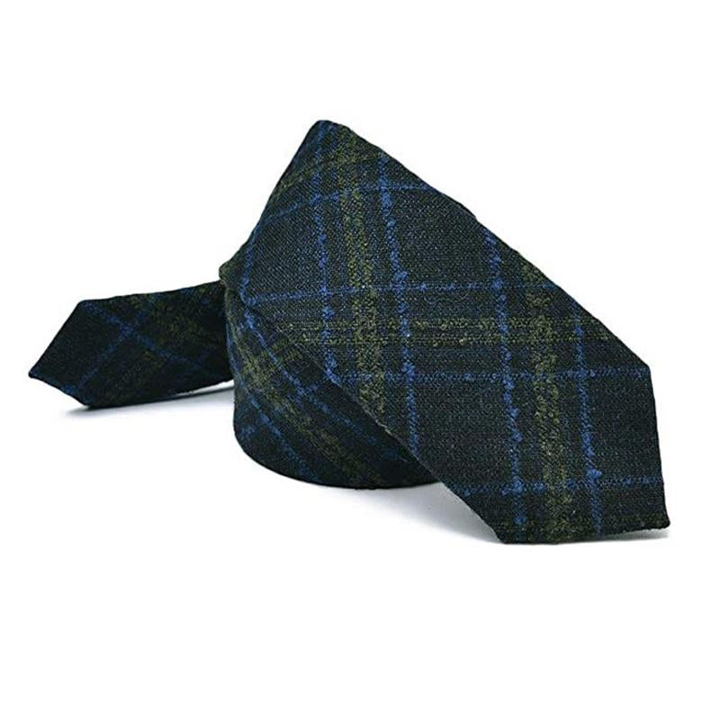 Mens Vintage Wool Blend Narrow Plaid Print Tie 65565127M